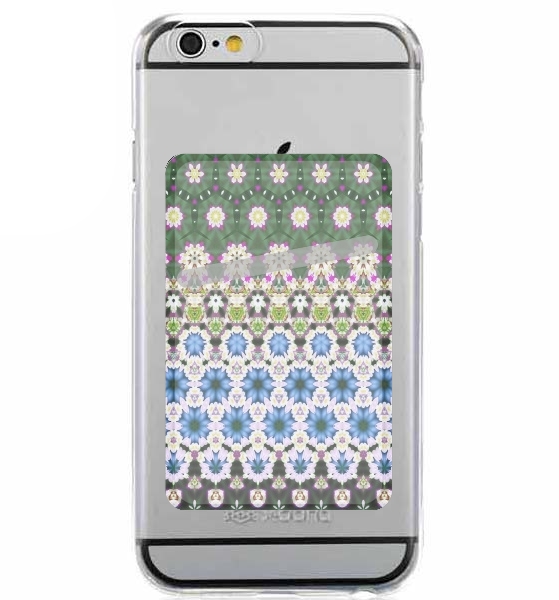  Abstract ethnic floral stripe pattern white blue green para Slot Card