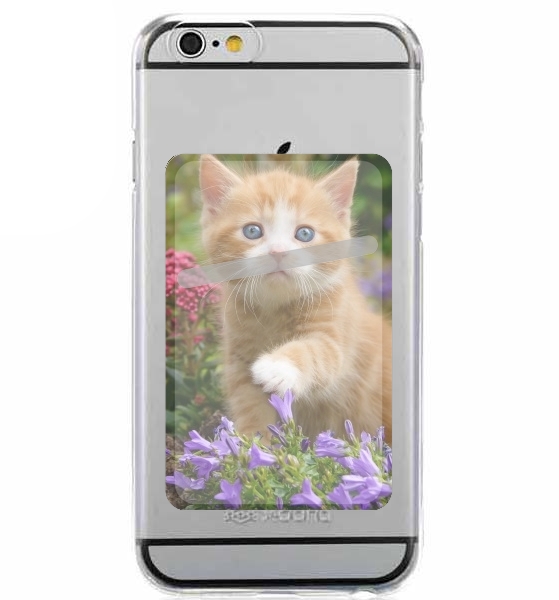  Cute ginger kitten in a flowery garden, lovely and enchanting cat para Slot Card