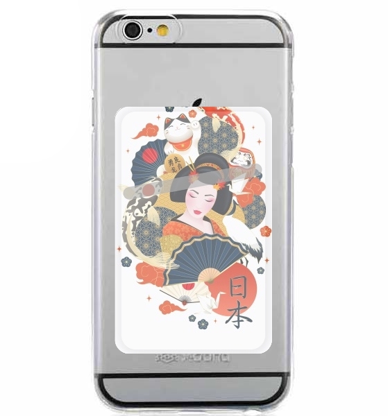  Japanese geisha surrounded with colorful carps para Slot Card