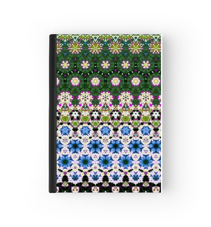  Abstract ethnic floral stripe pattern white blue green para Personalizable calendario escolar