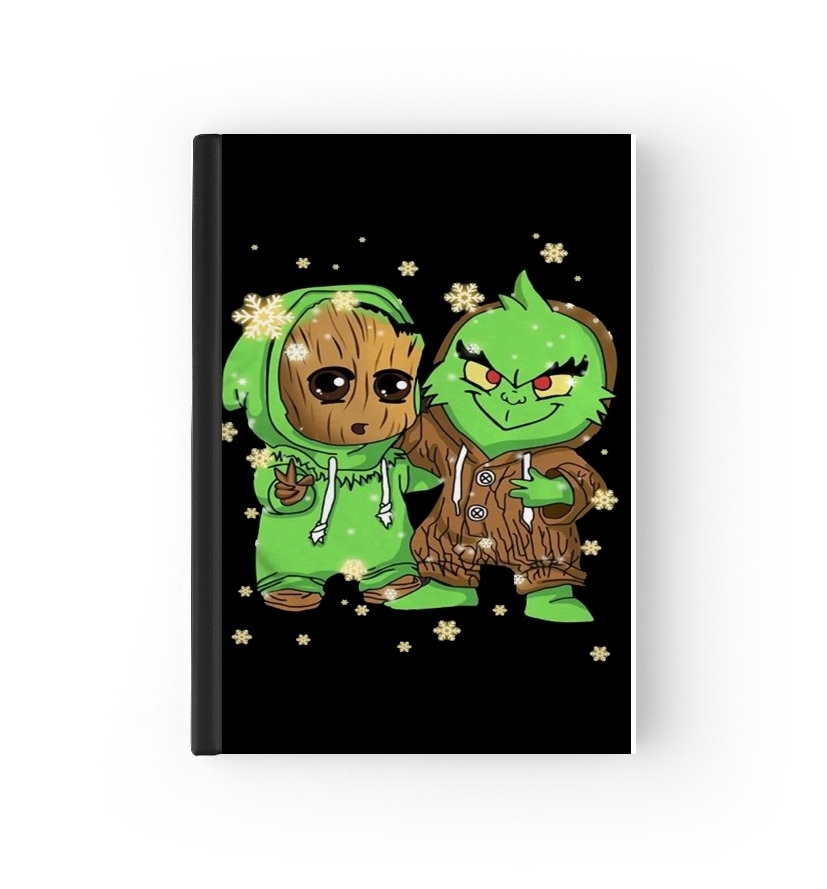  Baby Groot and Grinch Christmas para cubierta de pasaporte