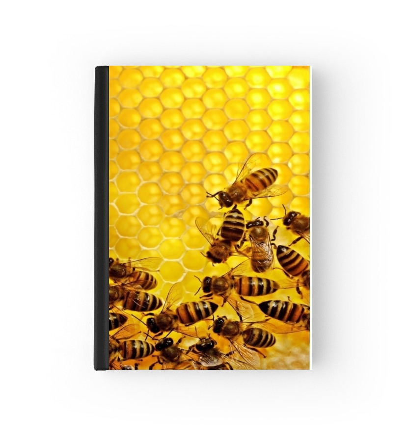  Abeja en colmena de miel para cubierta de pasaporte