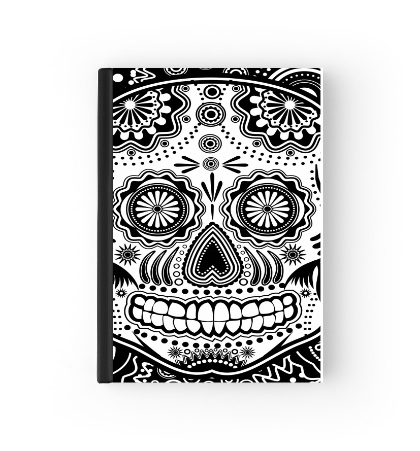  black and white sugar skull para cubierta de pasaporte