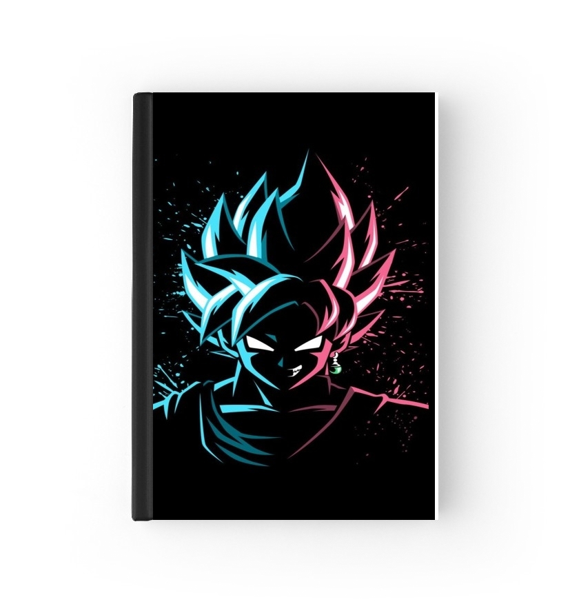  Black Goku Face Art Blue and pink hair para cubierta de pasaporte