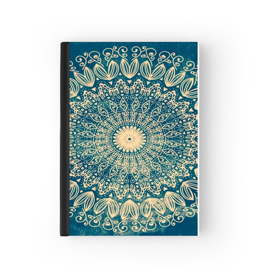  Blue Organic boho mandala para cubierta de pasaporte