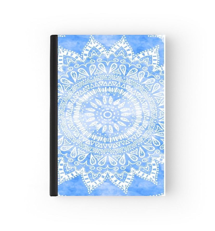  Bohemian Flower Mandala in Blue para cubierta de pasaporte