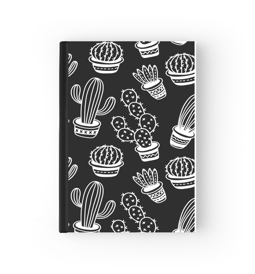  Cactus Pattern Black Vector para cubierta de pasaporte