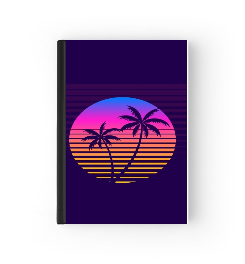  Classic retro 80s style tropical sunset para cubierta de pasaporte