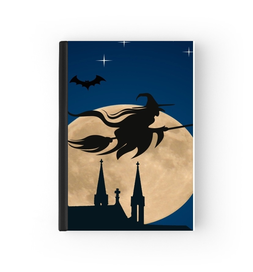  Halloween Moon Background Witch para cubierta de pasaporte