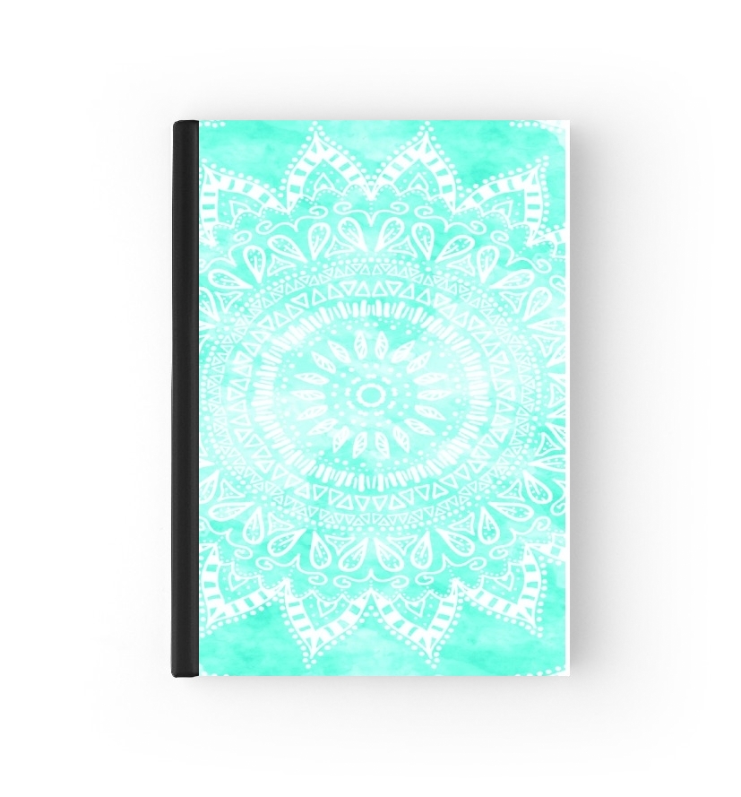  Mint Bohemian Flower Mandala para cubierta de pasaporte