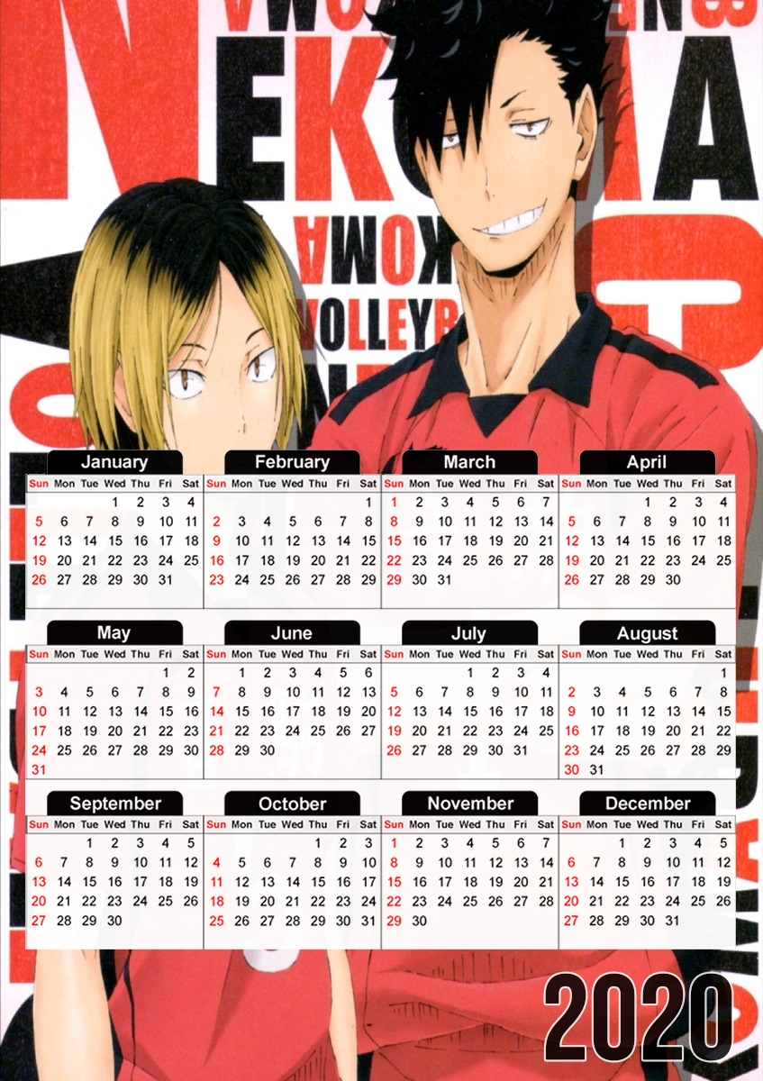   Haikyuu Nekoma para A3 Photo Calendar 30x43cm