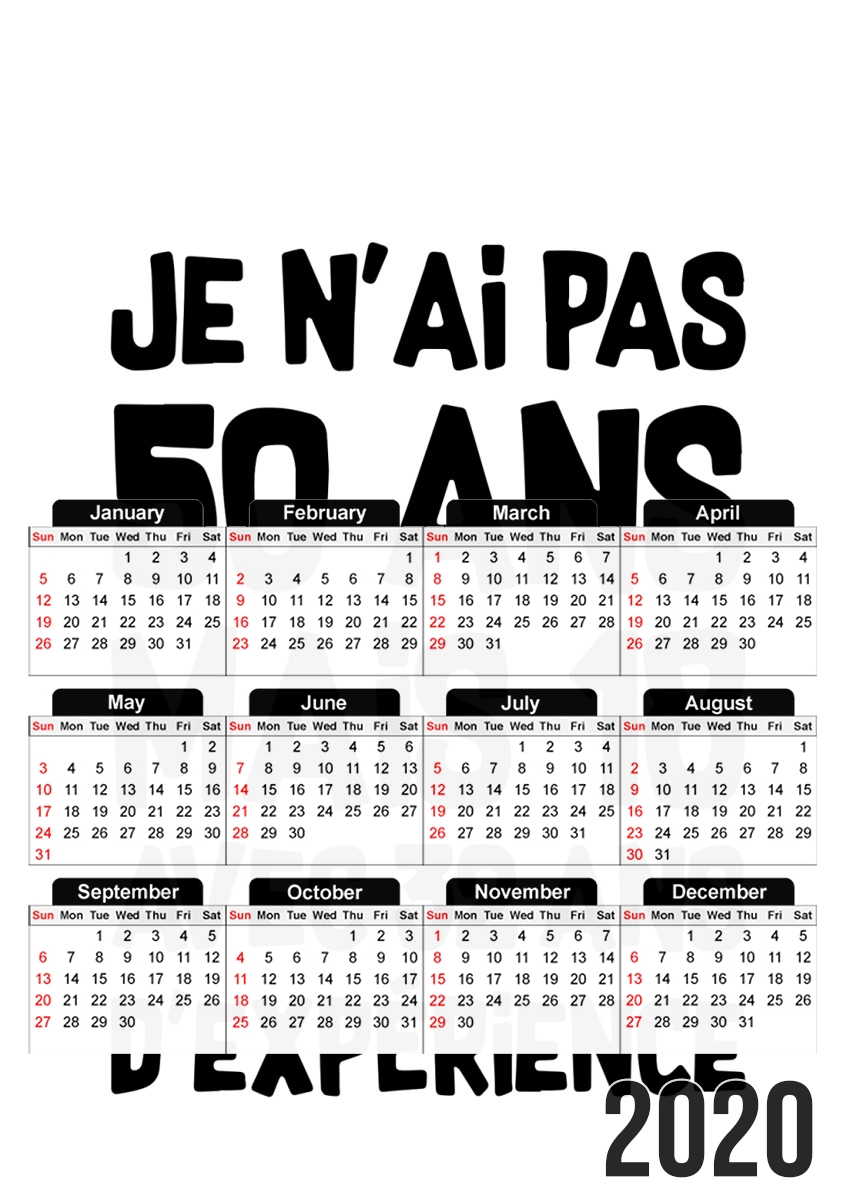  50 ans Cadeau anniversaire para A3 Photo Calendar 30x43cm