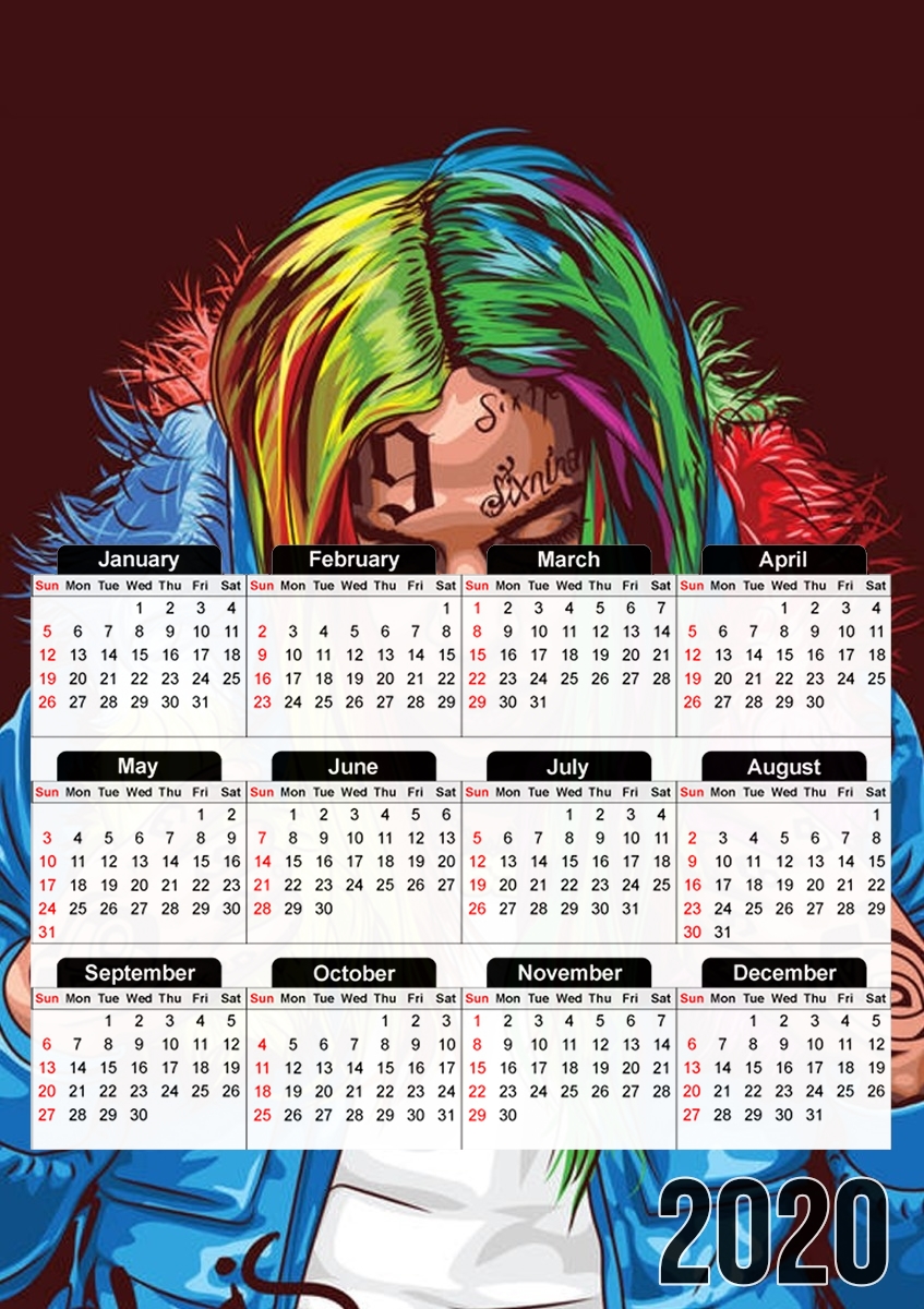  6ix9ine para A3 Photo Calendar 30x43cm