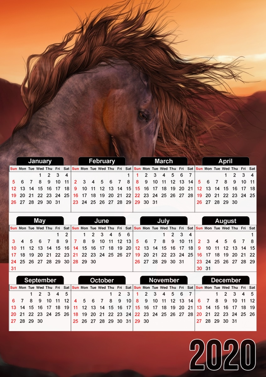  A Horse In The Sunset para A3 Photo Calendar 30x43cm