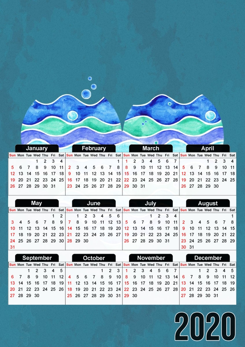  A Sea of Love (blue) para A3 Photo Calendar 30x43cm