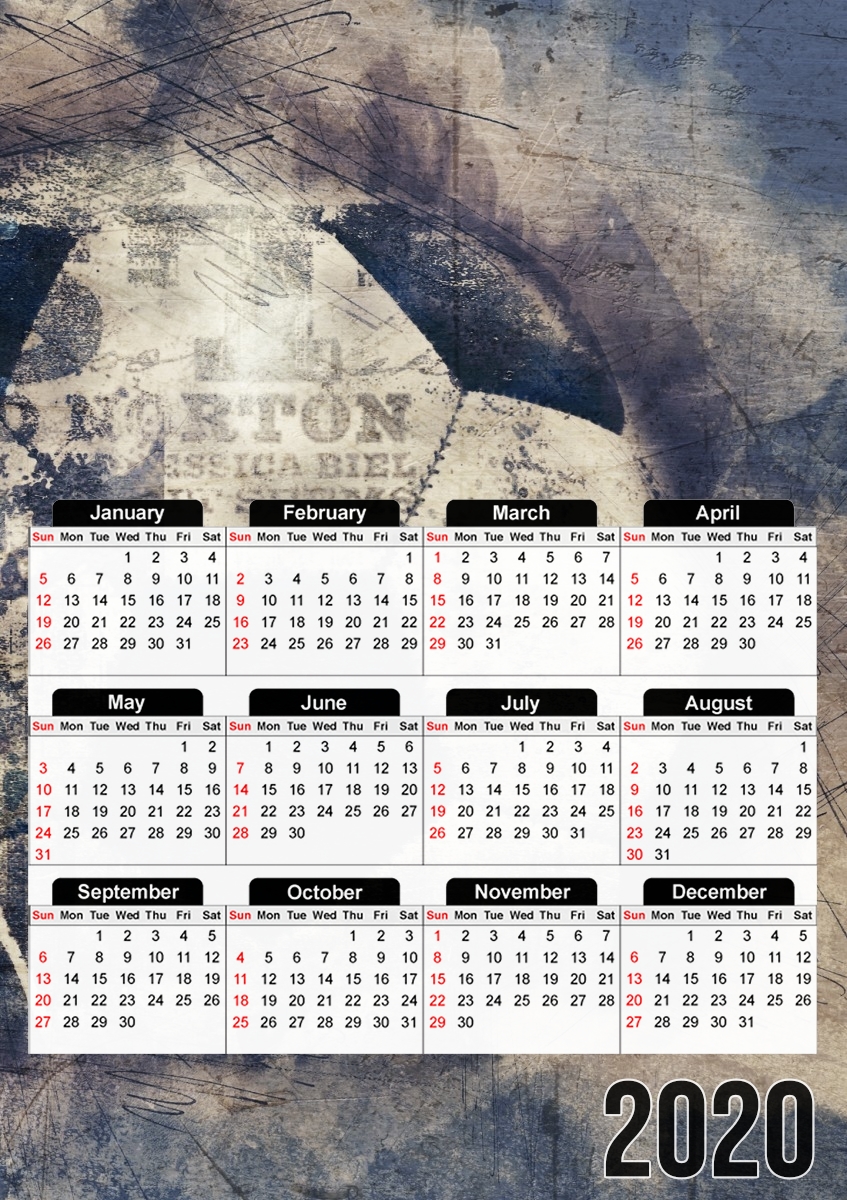  Abstract Blue Grunge Soccer para A3 Photo Calendar 30x43cm