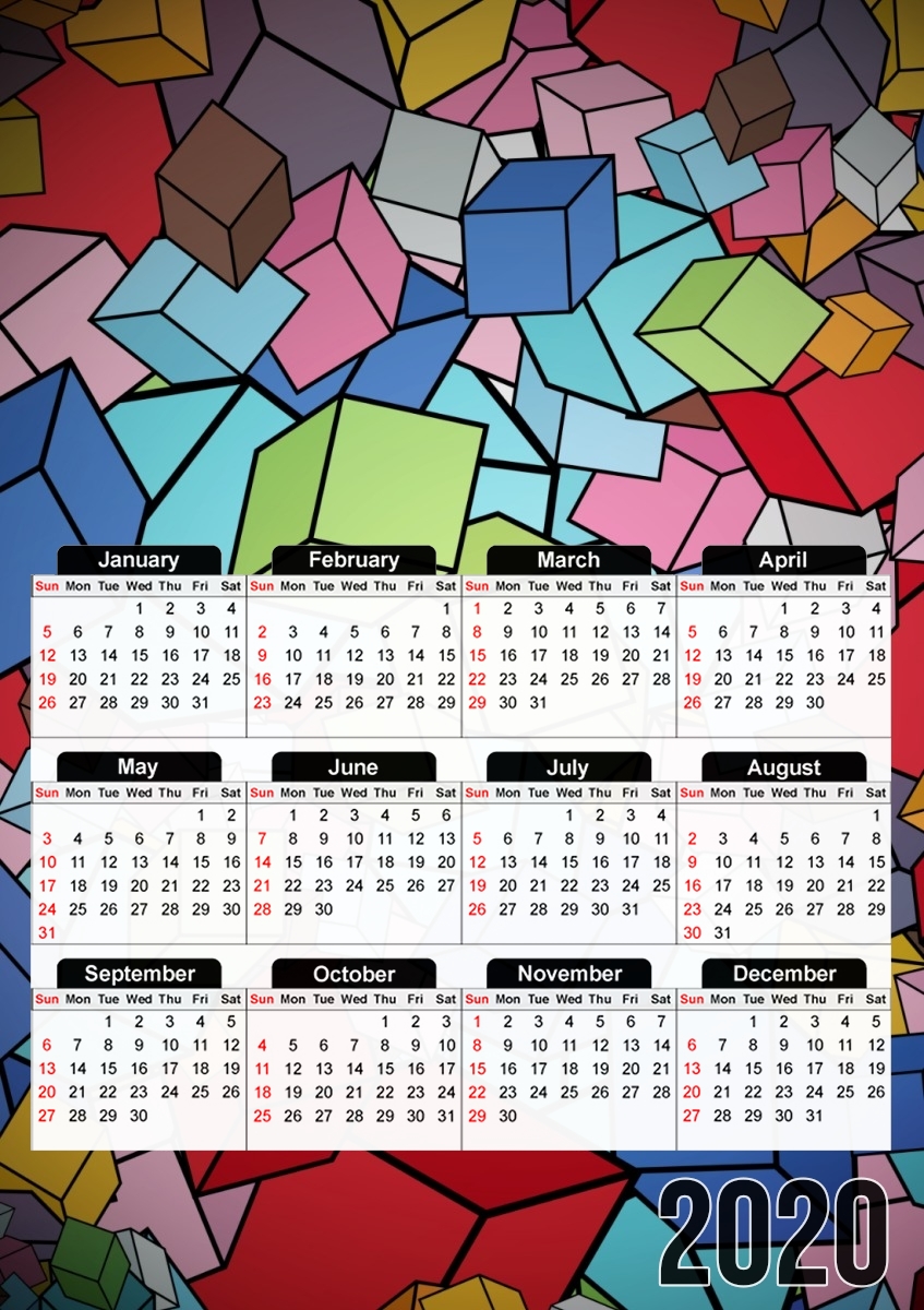  Abstract Cool Cubes para A3 Photo Calendar 30x43cm