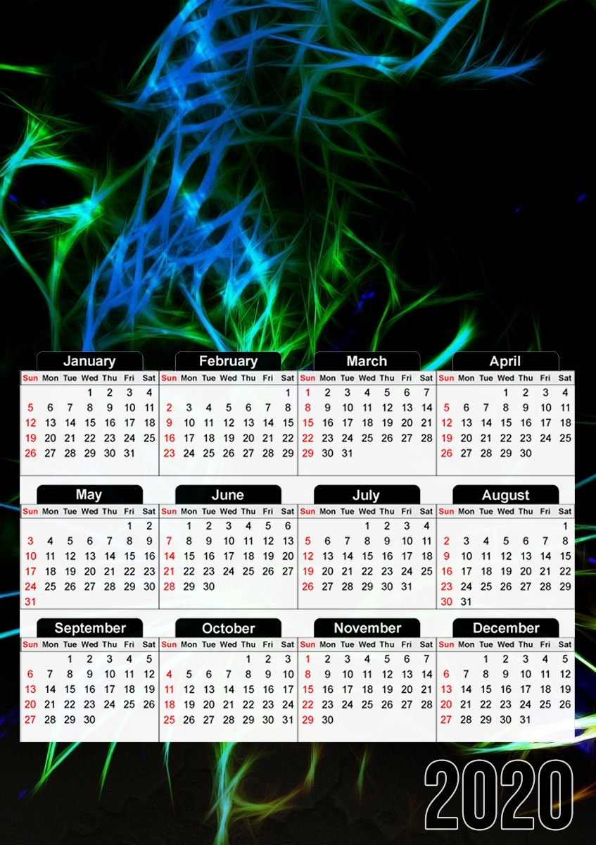  Abstract neon Leopard para A3 Photo Calendar 30x43cm