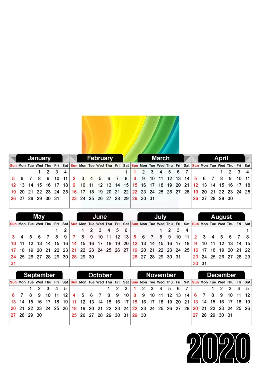  Rainbow Abstract para A3 Photo Calendar 30x43cm