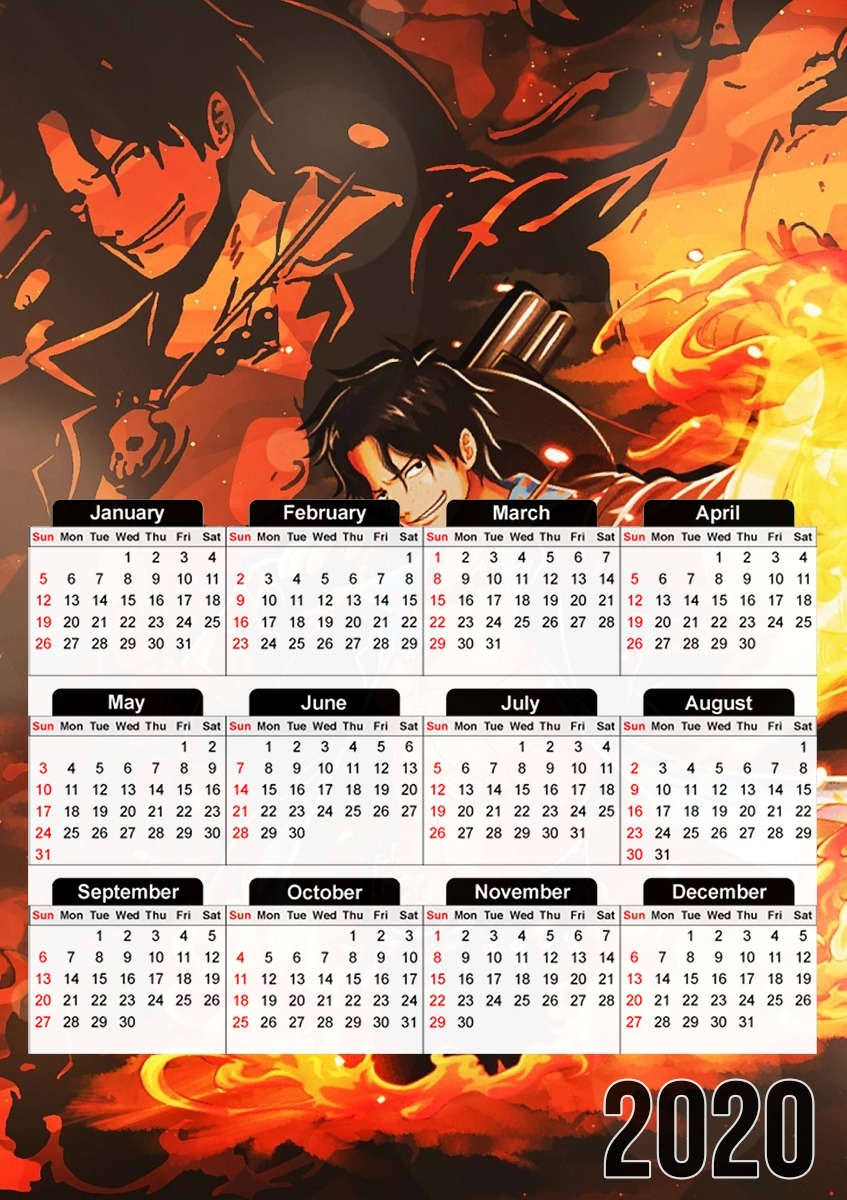  Ace Fire Portgas para A3 Photo Calendar 30x43cm