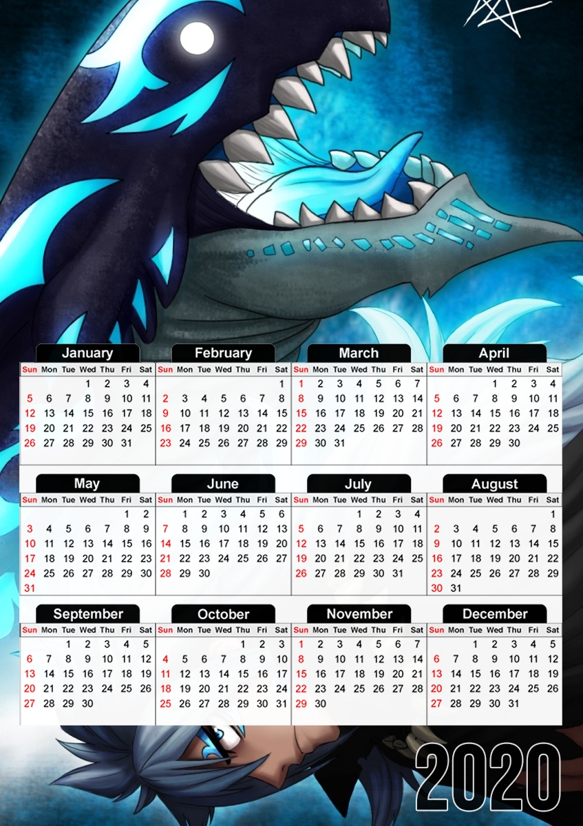  Acnalogia Fairy Tail Dragon para A3 Photo Calendar 30x43cm