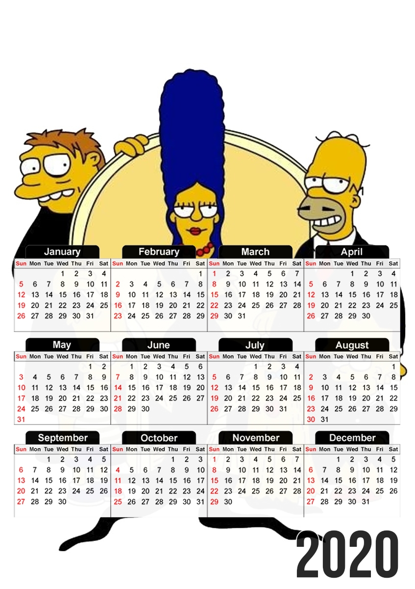  Adams Familly x Simpsons para A3 Photo Calendar 30x43cm