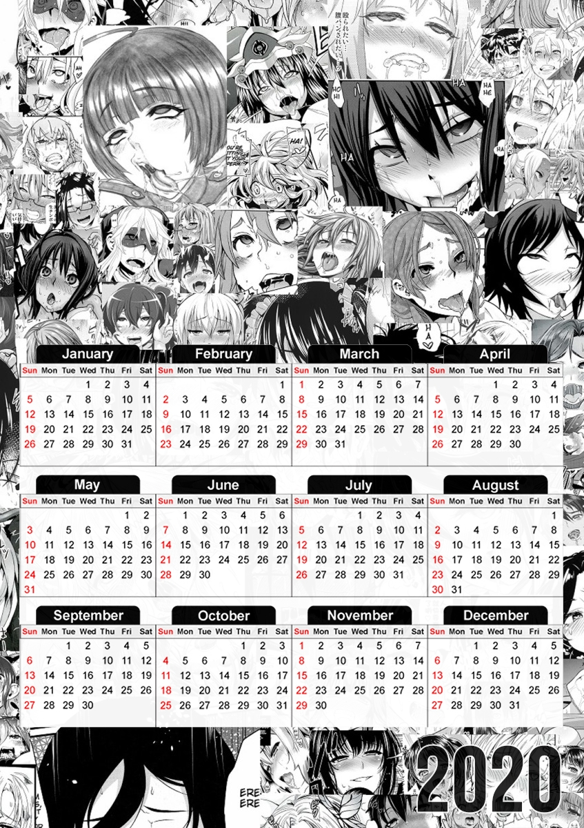  ahegao hentai manga para A3 Photo Calendar 30x43cm