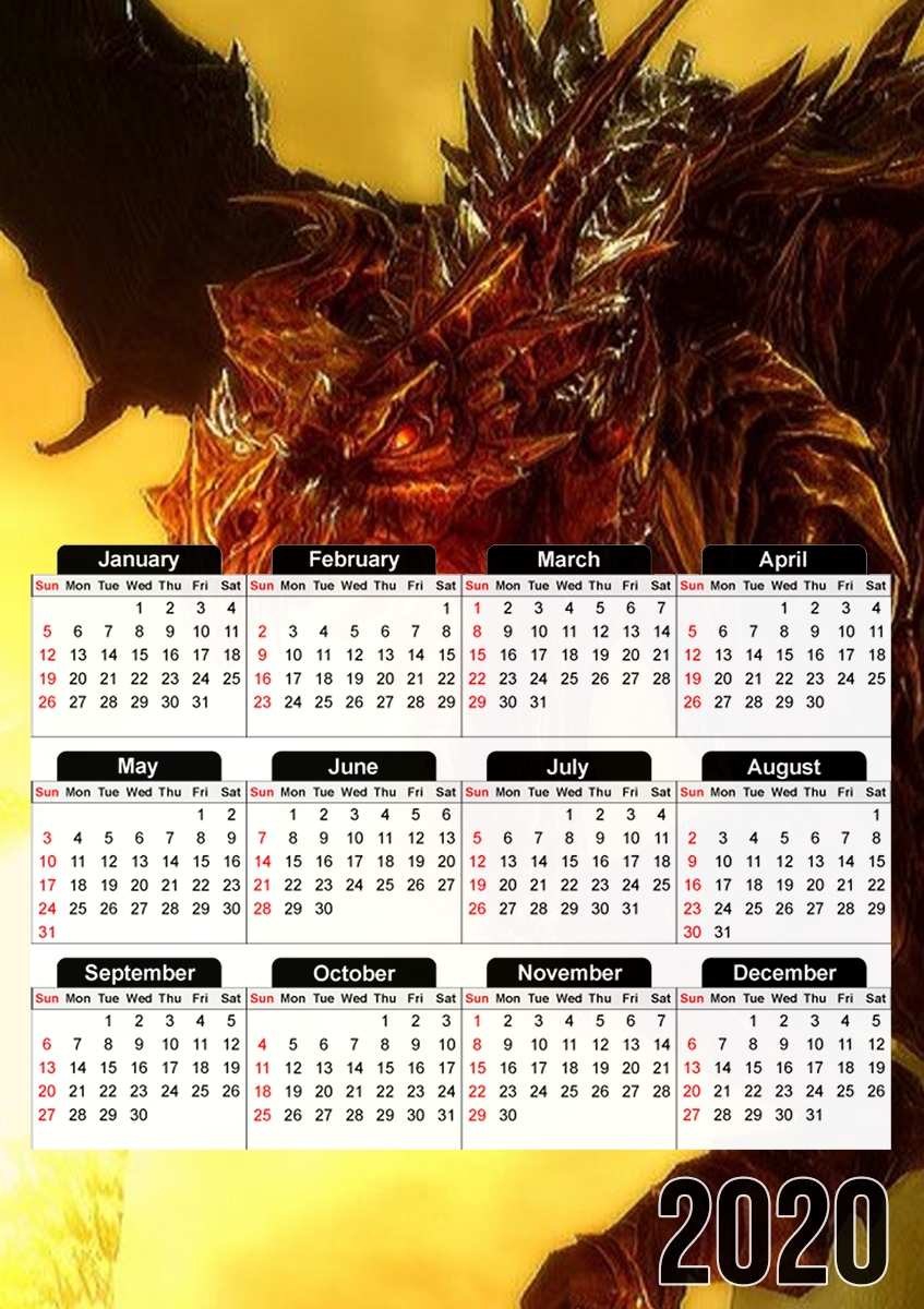  Aldouin Fire A dragon is born para A3 Photo Calendar 30x43cm