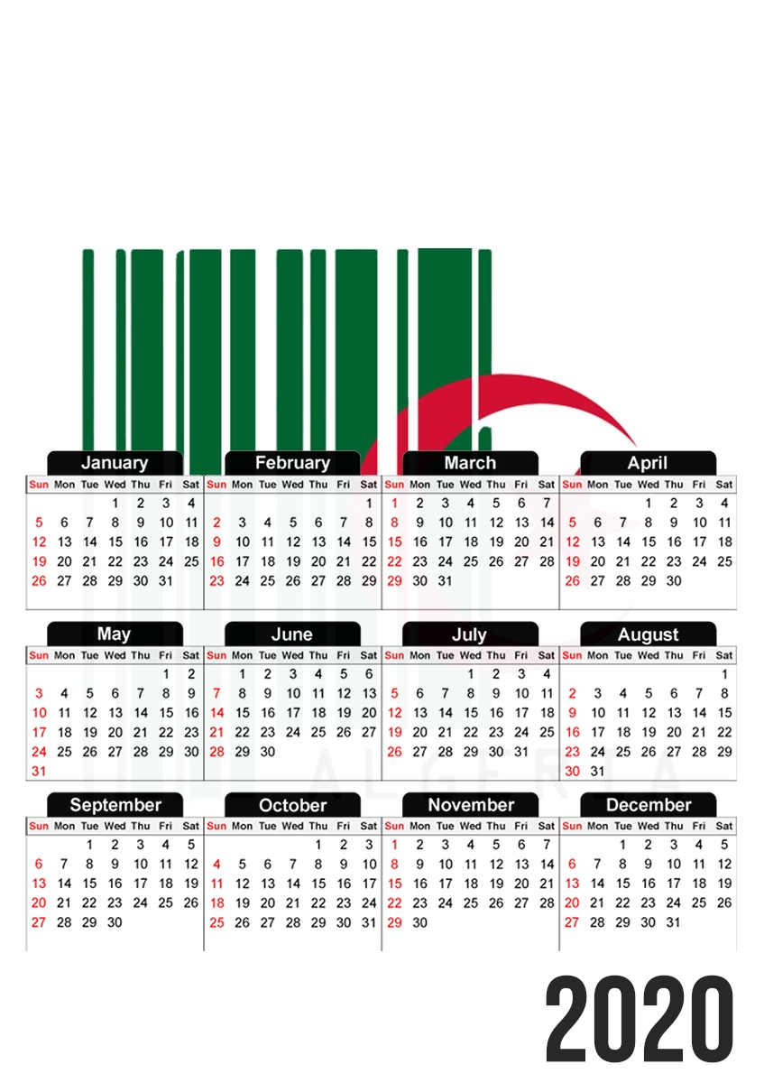  Algeria Code barre para A3 Photo Calendar 30x43cm