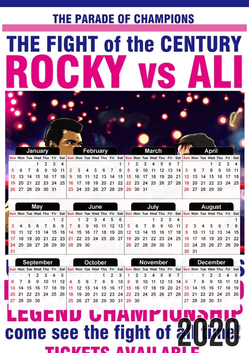  Ali vs Rocky para A3 Photo Calendar 30x43cm