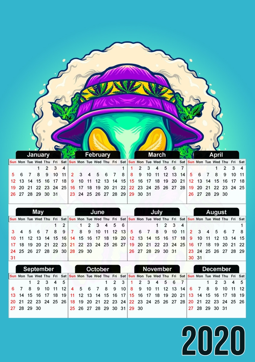  Alien smoking cannabis cbd para A3 Photo Calendar 30x43cm