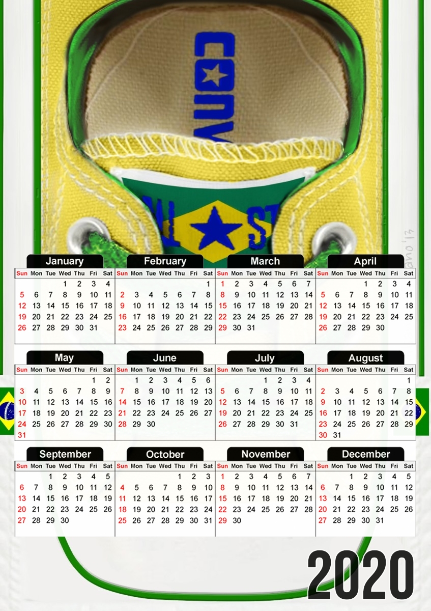  All Star Basket shoes Brazil para A3 Photo Calendar 30x43cm