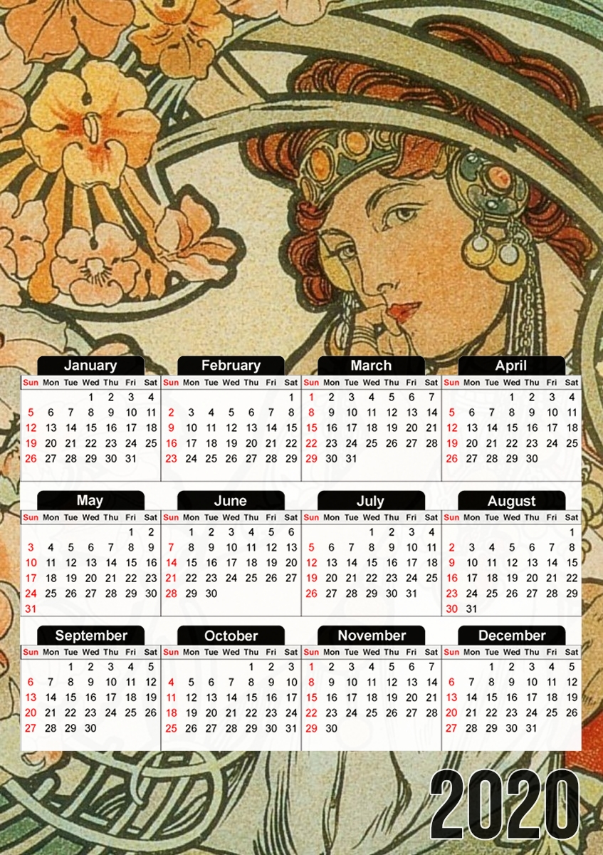  Alphons Mucha para A3 Photo Calendar 30x43cm