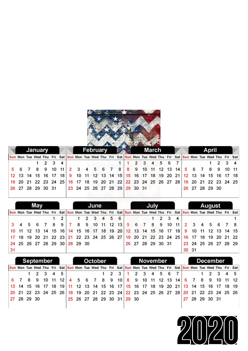  American Chevron para A3 Photo Calendar 30x43cm