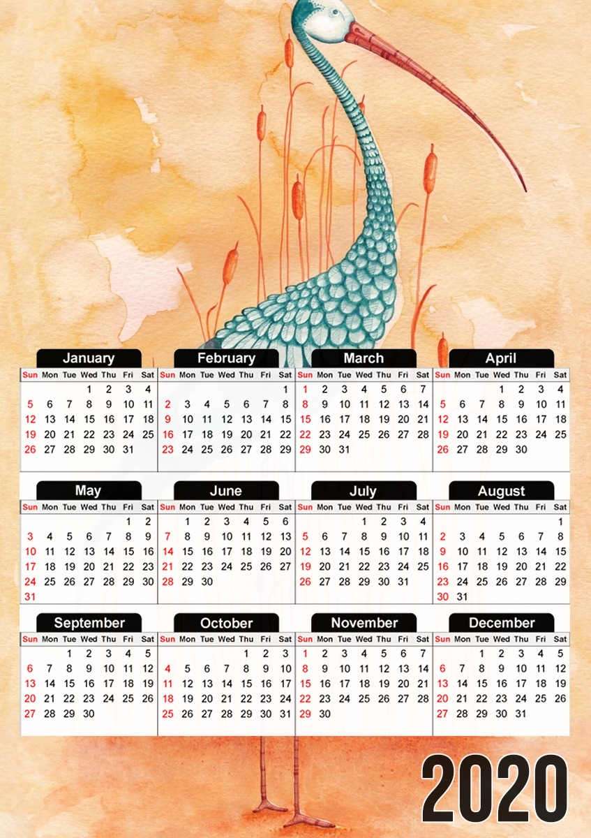  An Exotic Crane para A3 Photo Calendar 30x43cm