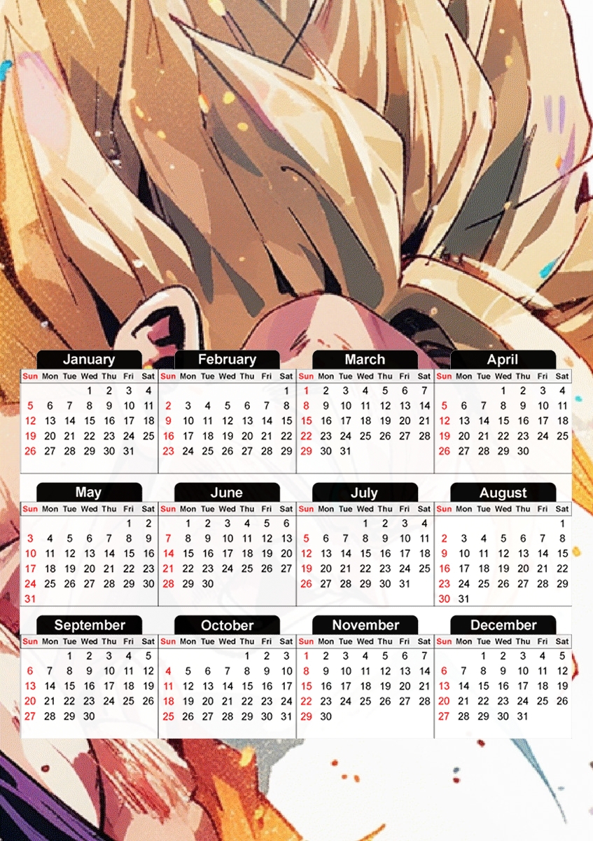  Angry Saiyan Power para A3 Photo Calendar 30x43cm