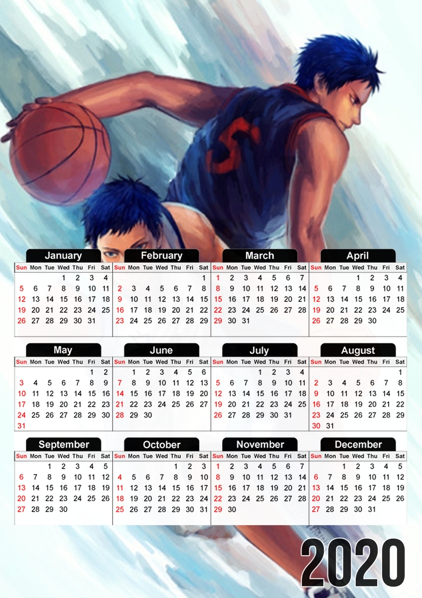  Aomine Basket Kuroko Fan ART para A3 Photo Calendar 30x43cm