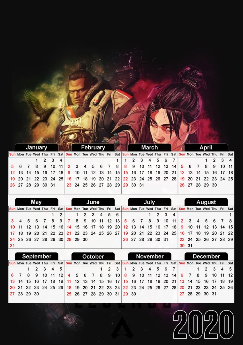  Apex Legends Fan Art para A3 Photo Calendar 30x43cm