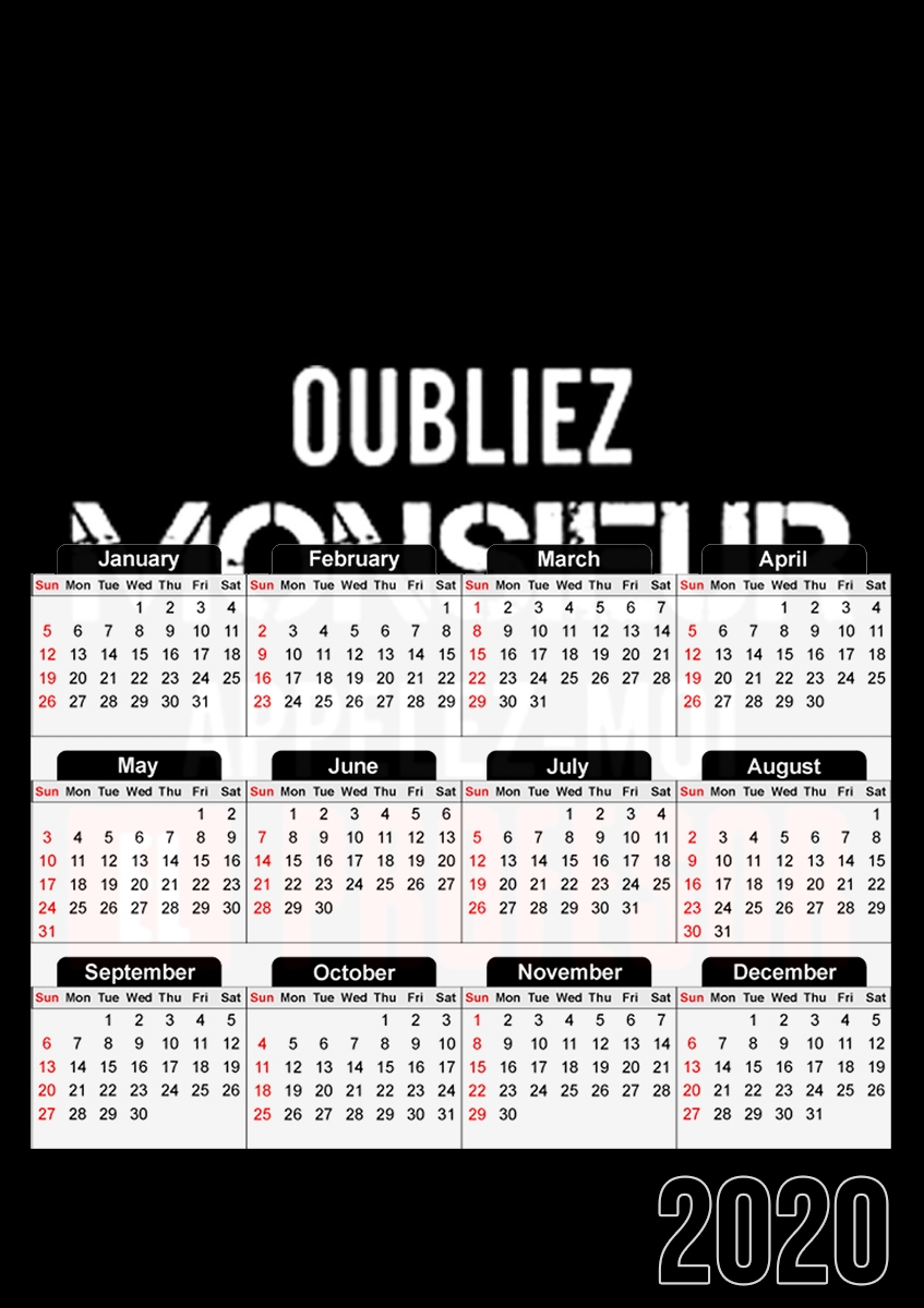  Appelez Moi El Professeur para A3 Photo Calendar 30x43cm