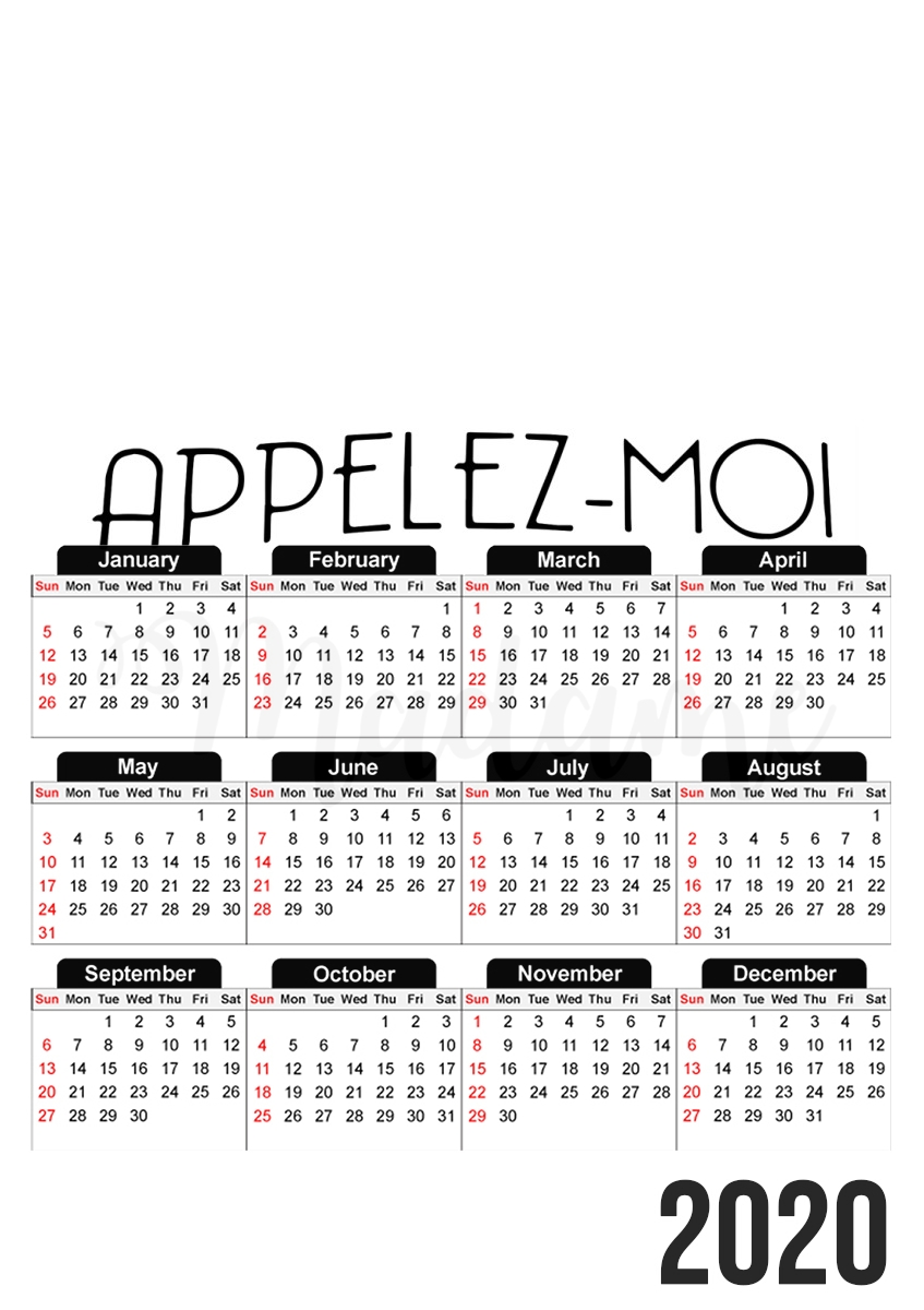  Appelez moi madame para A3 Photo Calendar 30x43cm