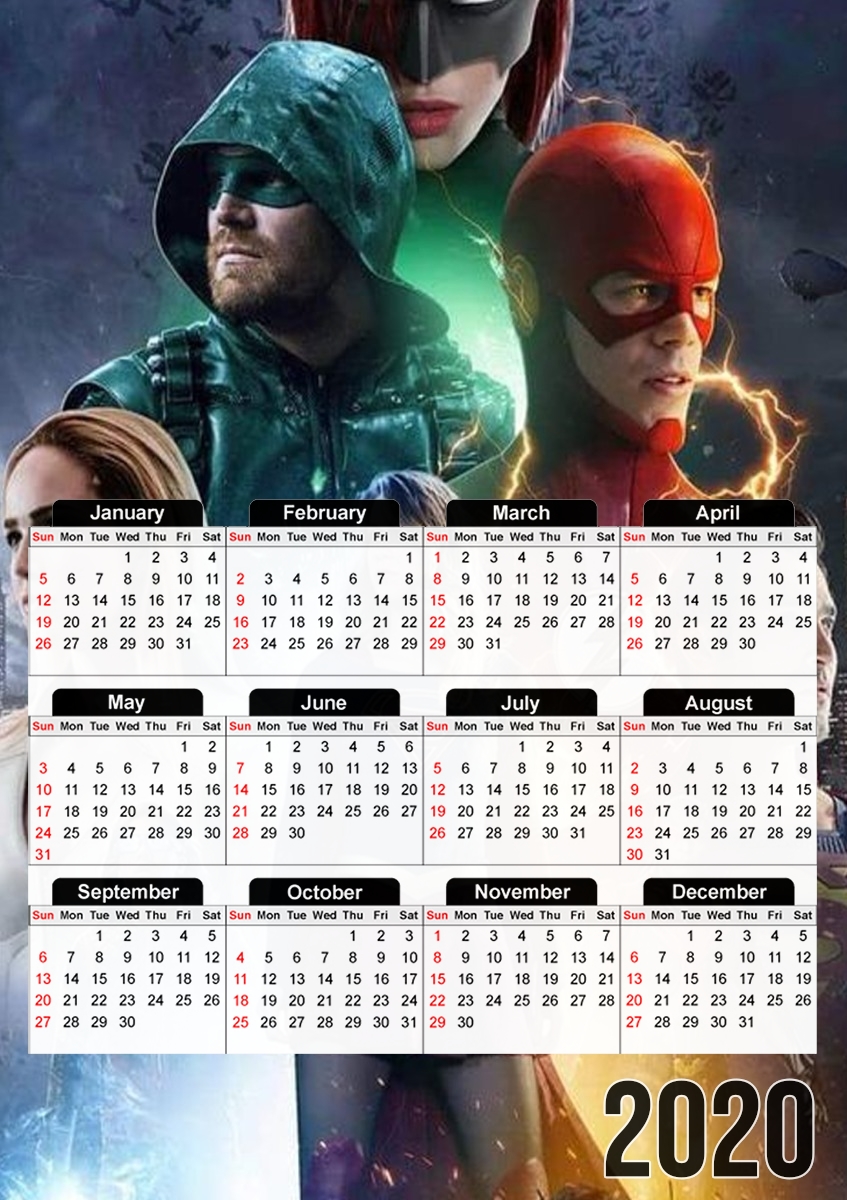  Arrowverse fanart poster para A3 Photo Calendar 30x43cm