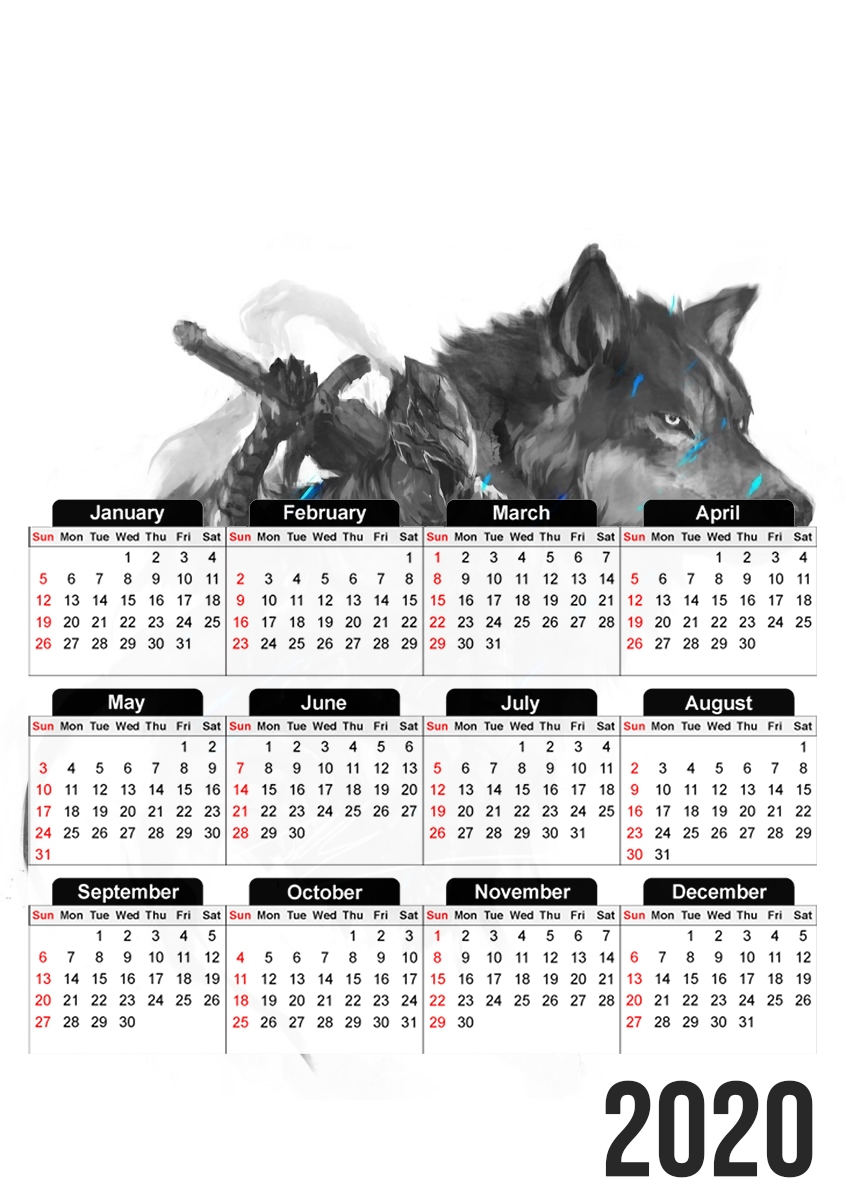  artorias and sif para A3 Photo Calendar 30x43cm