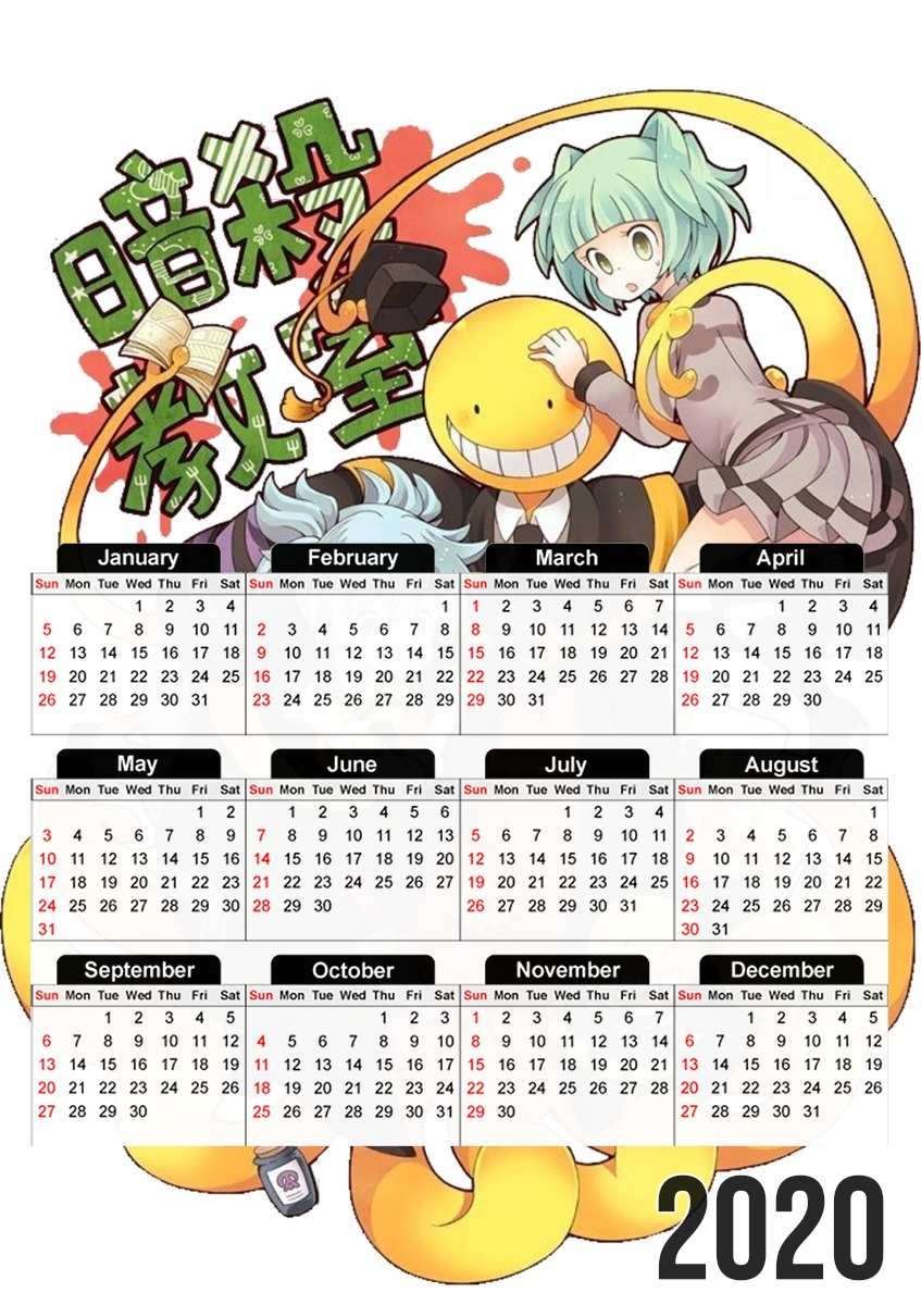  Assassination Classroom Koro-sensei para A3 Photo Calendar 30x43cm