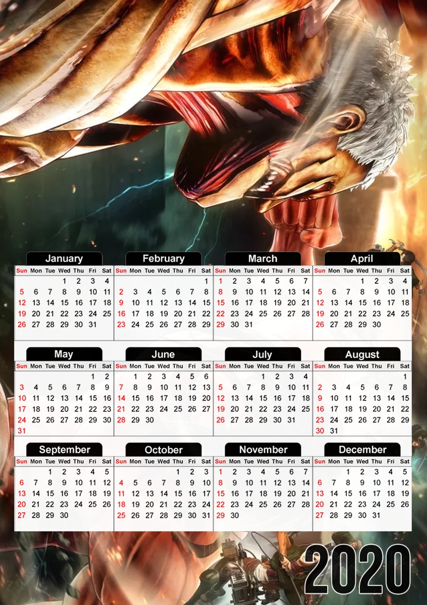  Attack on titan - Shingeki no Kyojin para A3 Photo Calendar 30x43cm