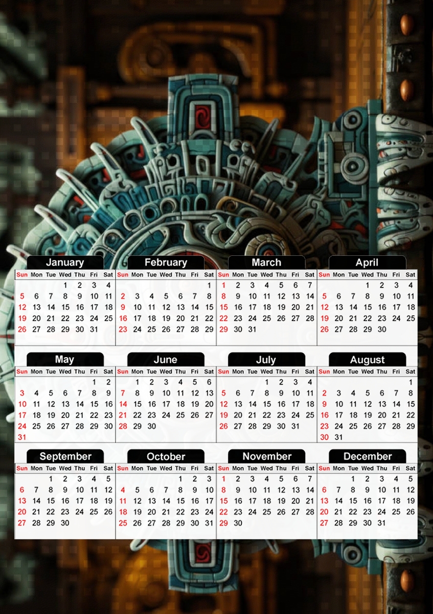  Aztec God para A3 Photo Calendar 30x43cm