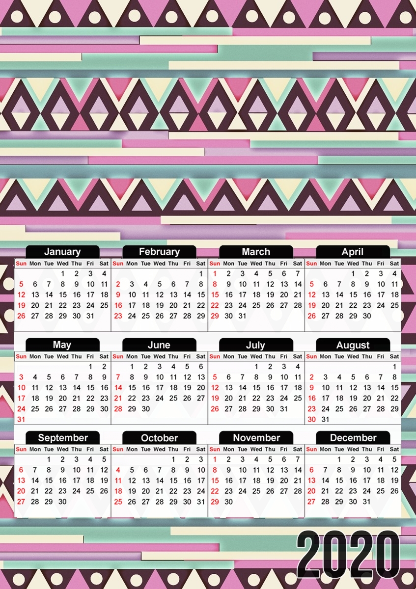  Aztec Pink And Mint para A3 Photo Calendar 30x43cm