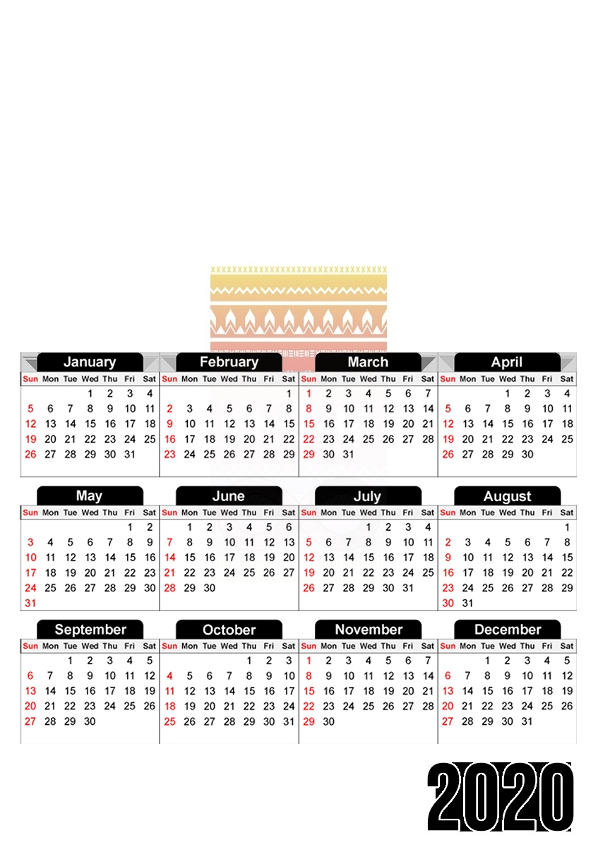  Pink Aztec Infinity para A3 Photo Calendar 30x43cm