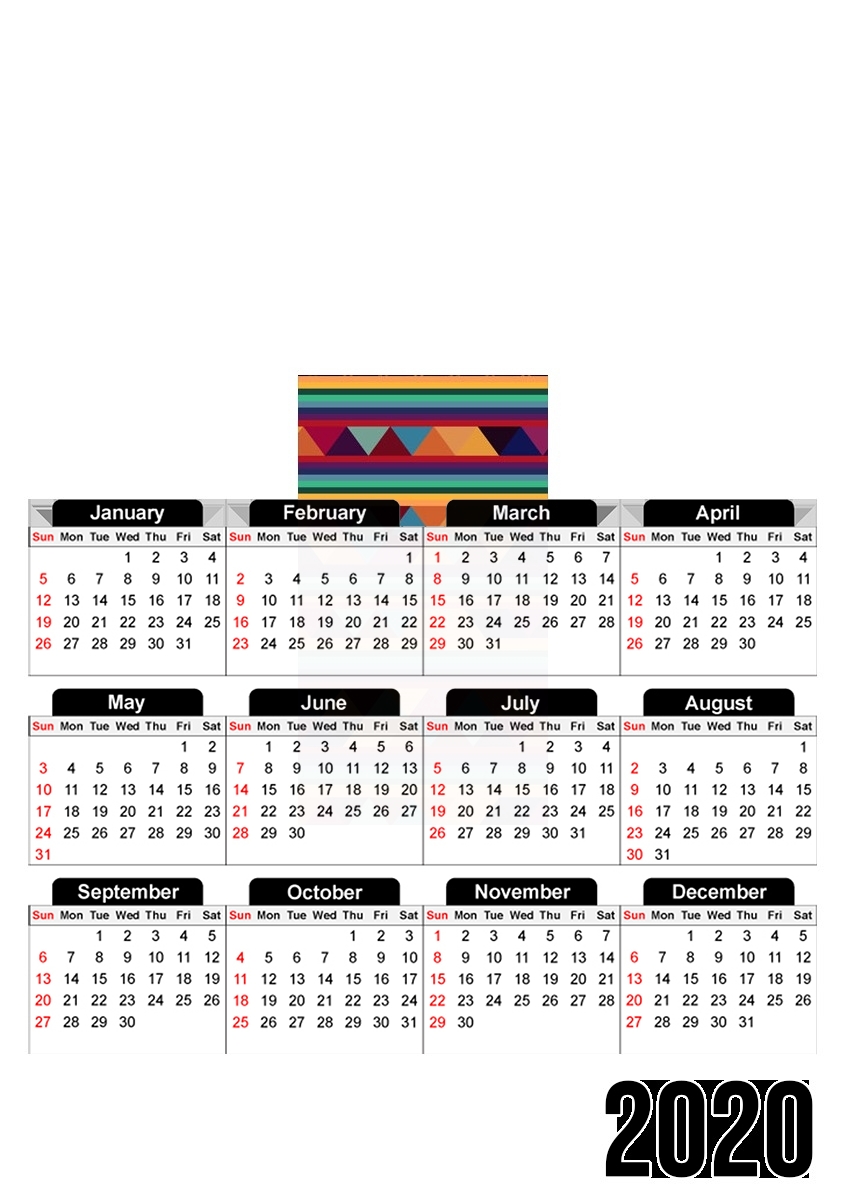  Aztec Pattern Pastel para A3 Photo Calendar 30x43cm