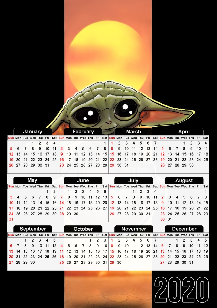  Baby Yoda para A3 Photo Calendar 30x43cm