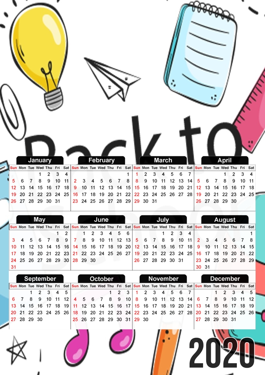  Back to school background drawing para A3 Photo Calendar 30x43cm